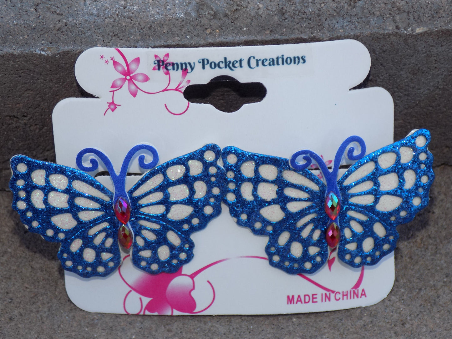 Patriotic Synthetic Leather Butterfly Hair Clip Large 2-layer Cutouts, 2 options