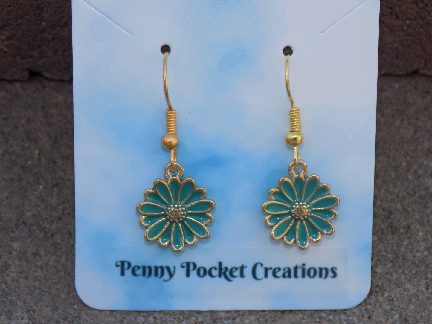 Enamel Golden Full Blossom Peony Dangle Hook Earrings