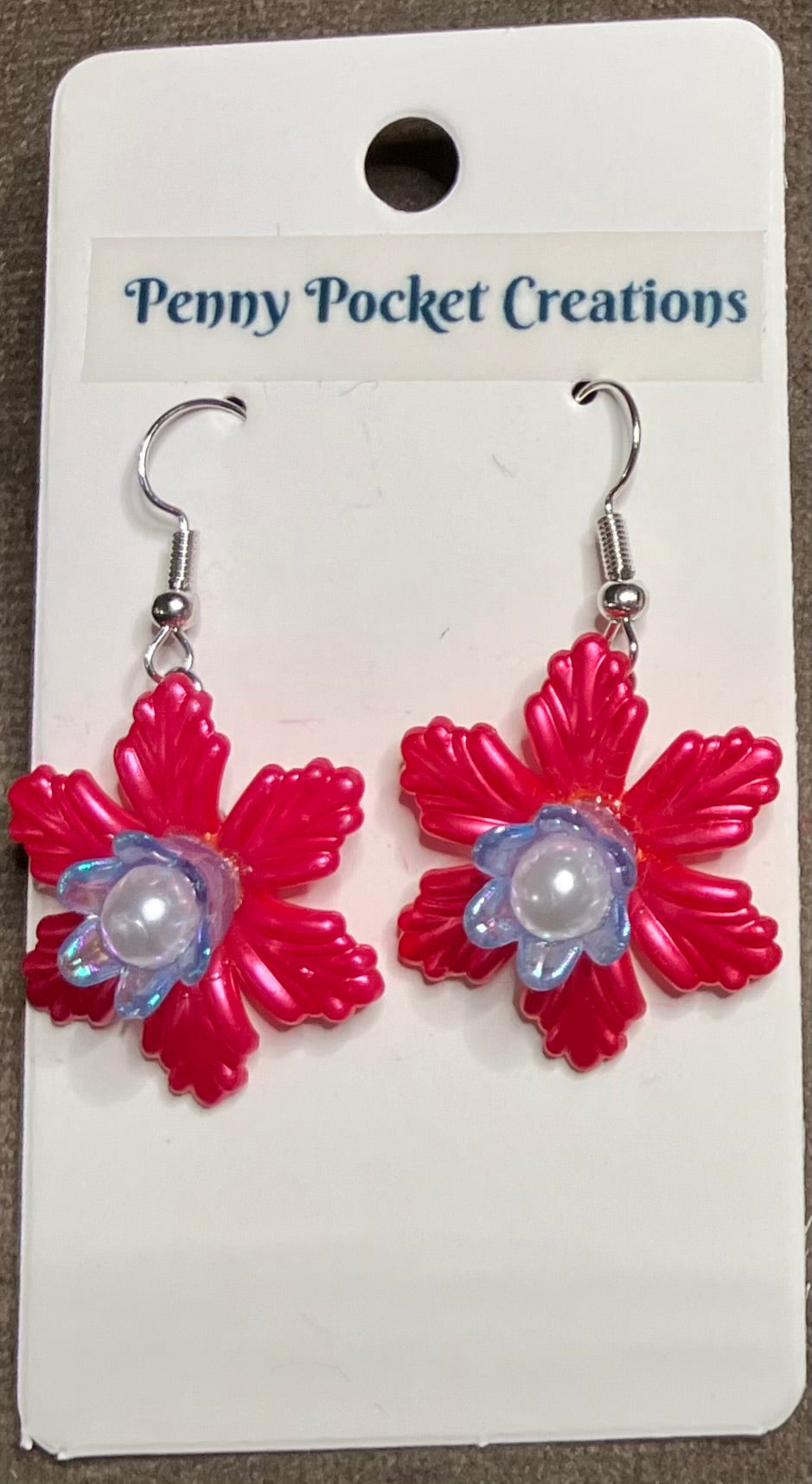 Patriotic Dangle Earrings Red White Blue Tulip style, 3 options