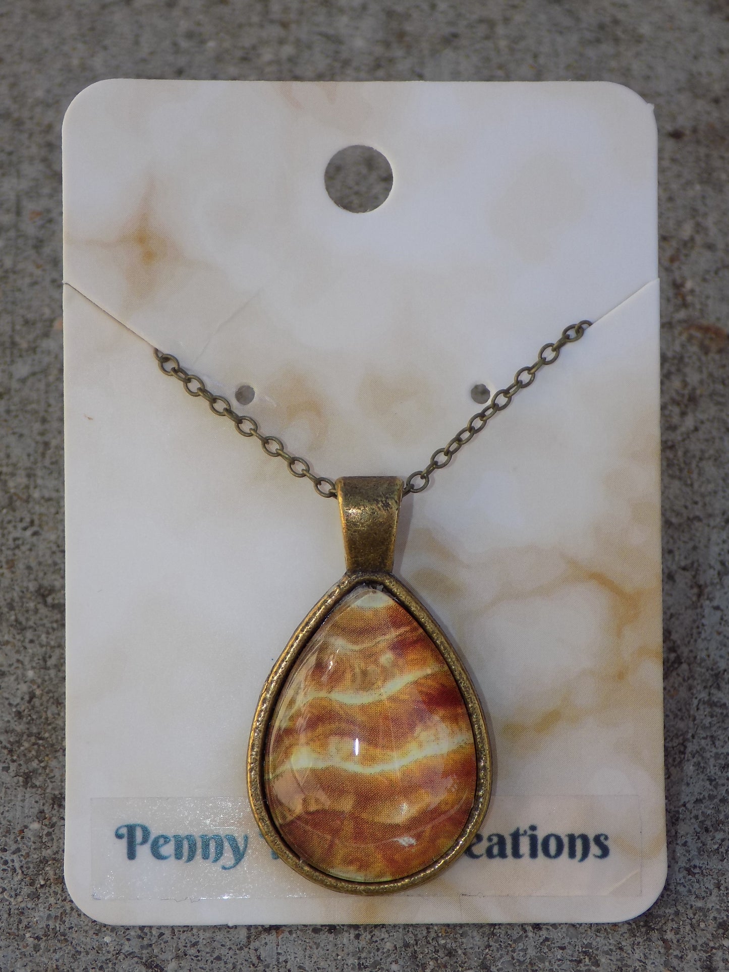 Antique Bronze Teardrop Pendant 18x25mm Image Glass Dome Chain Necklace