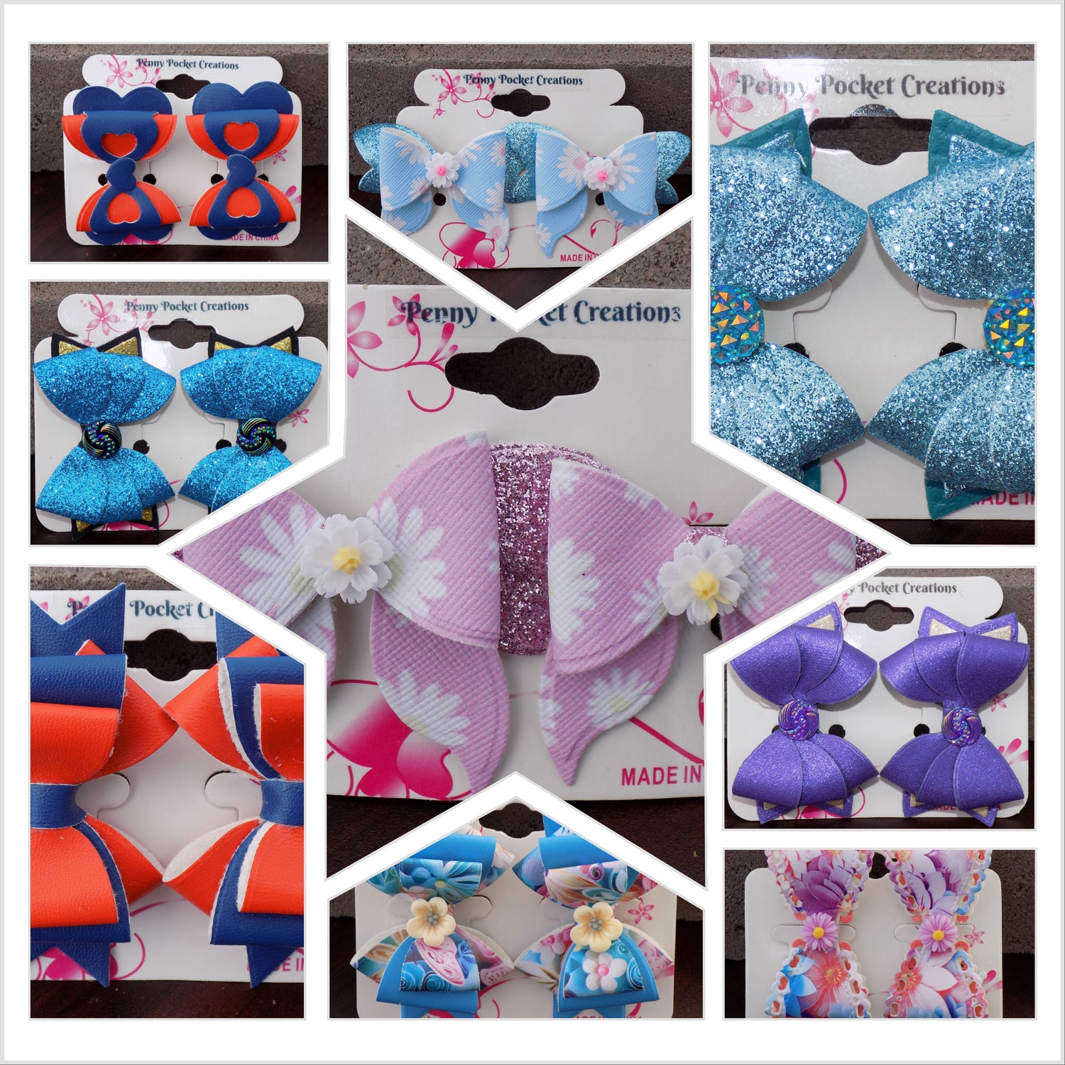 Leather Hair Bows & Barrettes