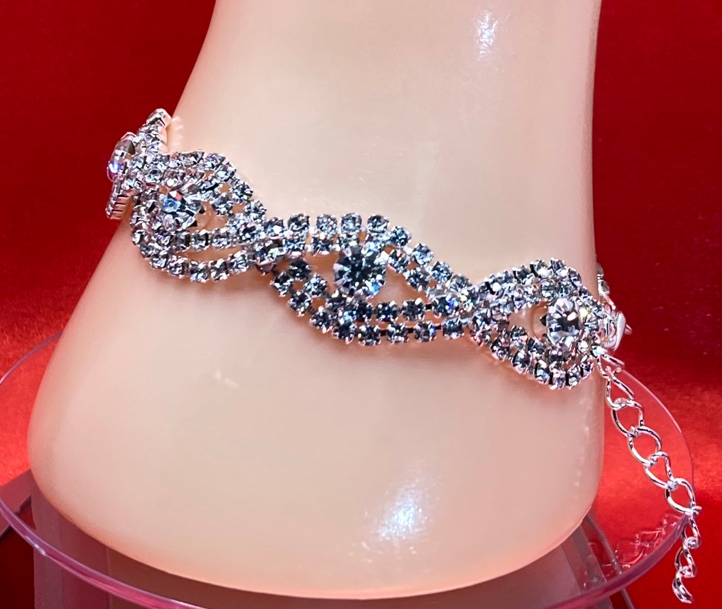 Crystal Glitter Silvery Infinity Tennis Bracelet