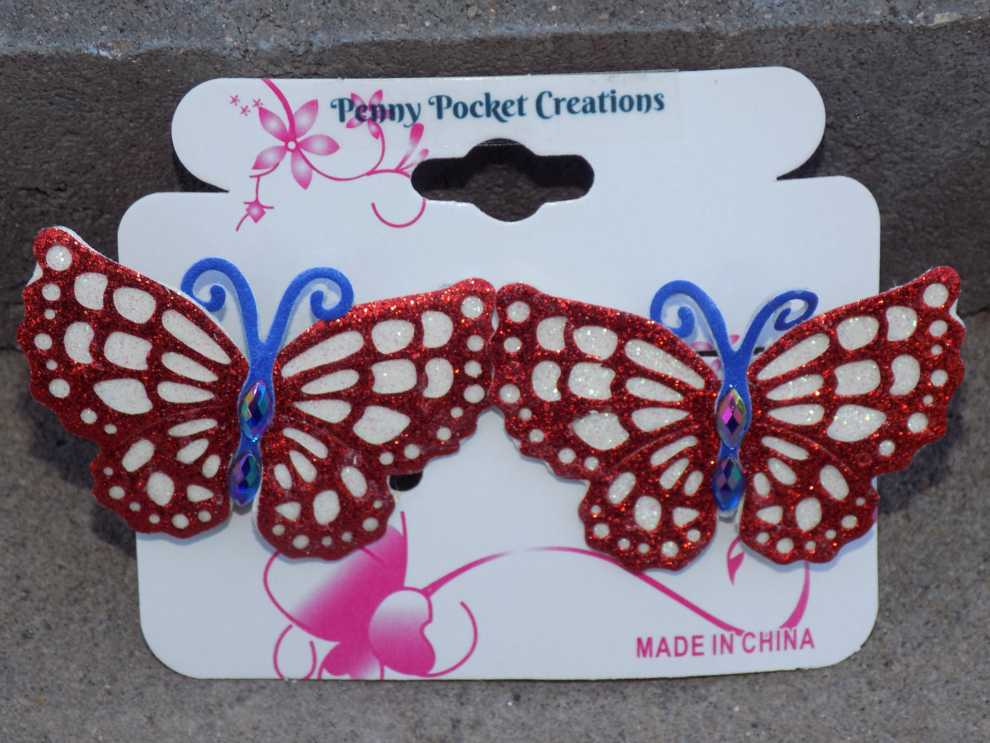 Patriotic Synthetic Leather Butterfly Hair Clip Large 2-layer Cutouts, 2 options