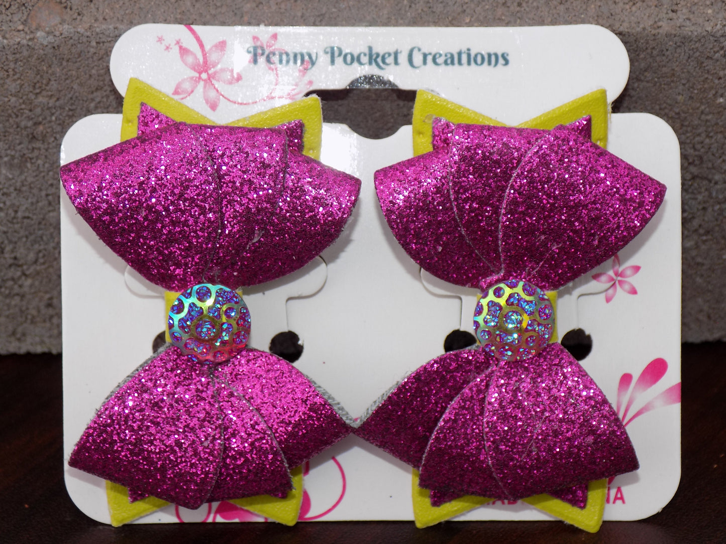 Large Triplet Sparkly Leather Hair Bows 3-Layer, Multiple Color Options