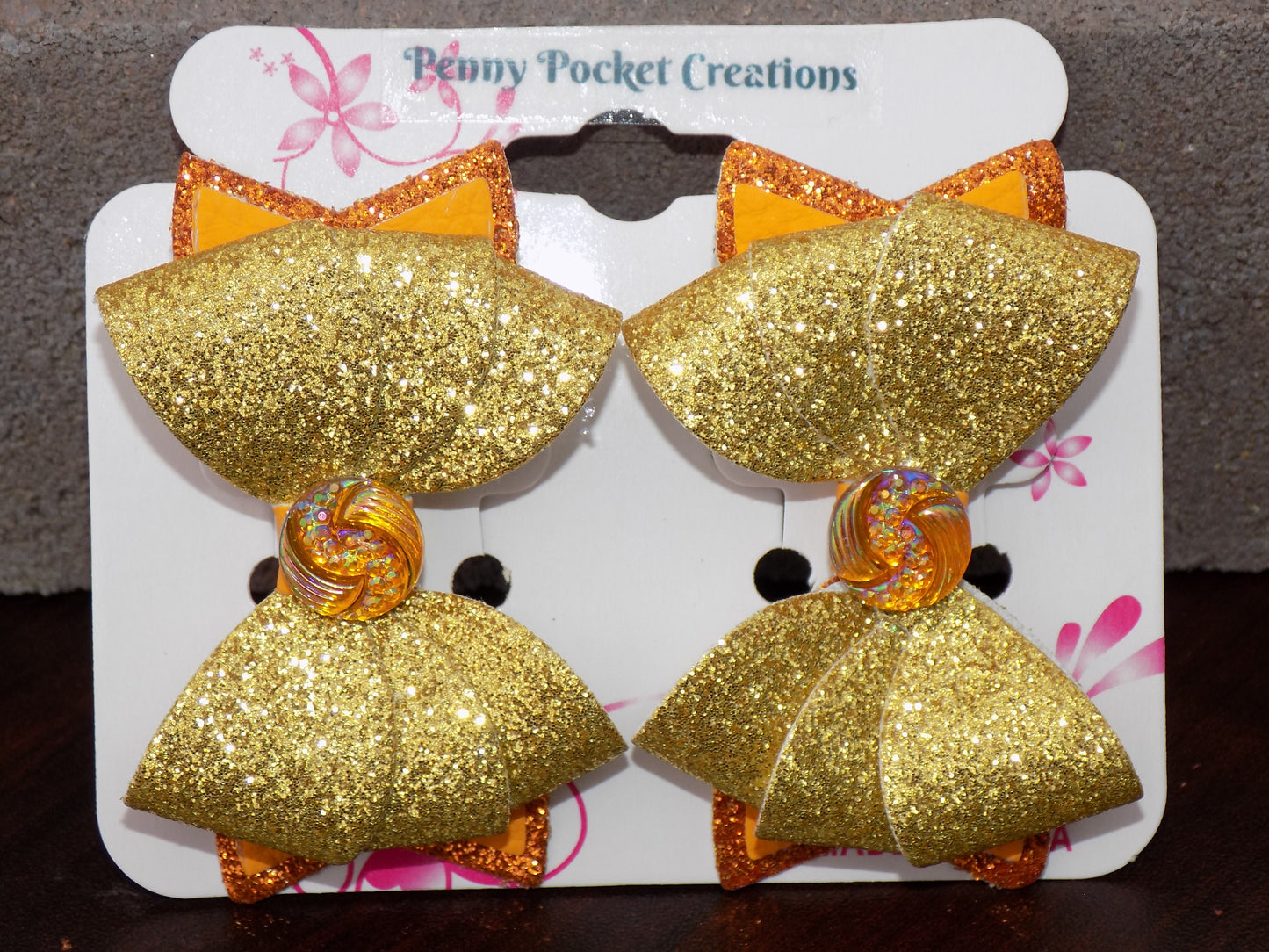 Large Triplet Sparkly Leather Hair Bows 3-Layer, Multiple Color Options