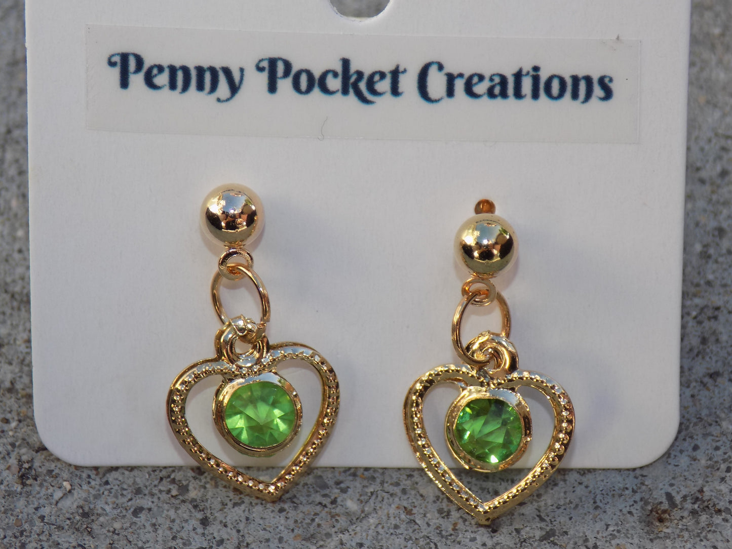 Golden Ball Post Drop Earrings Hollow Heart Colored Zircon Gem