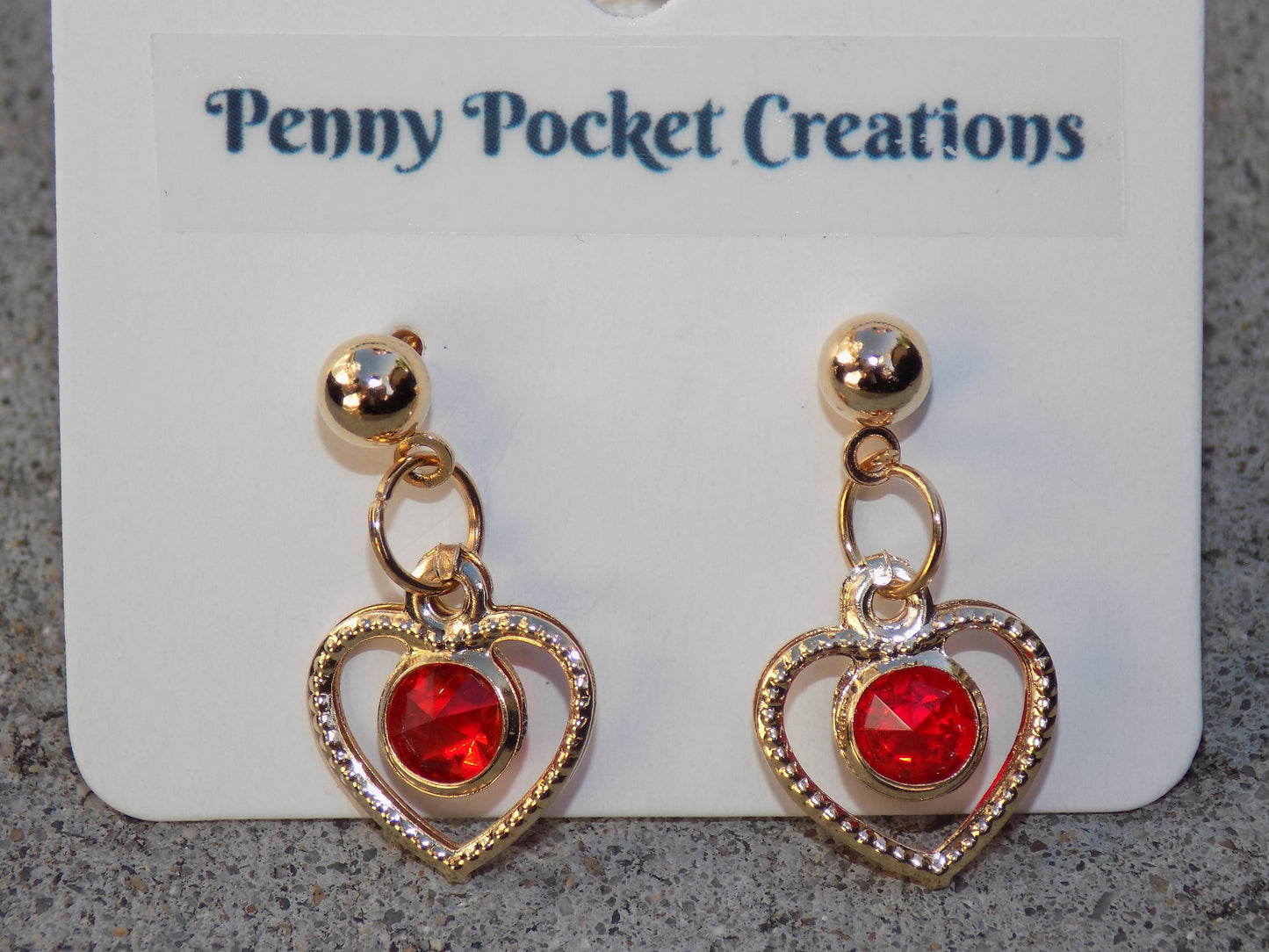 Golden Ball Post Drop Earrings Hollow Heart Colored Zircon Gem