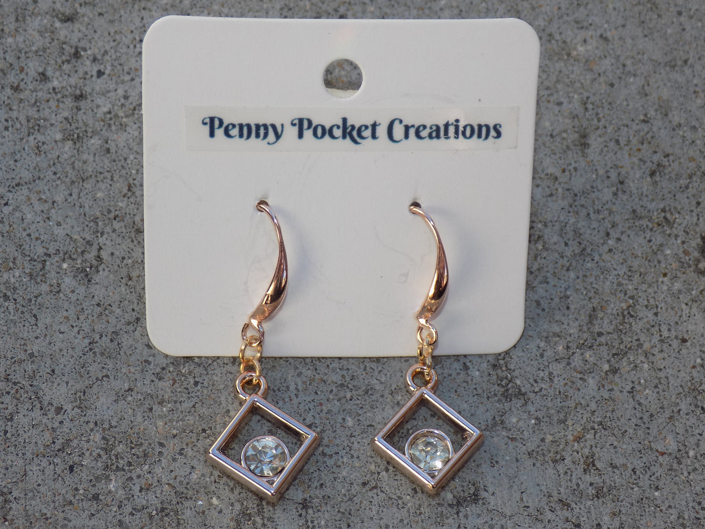 Golden Plated Cubic Zirconia Geometric Shapes Deluxe Hook Drop Earrings