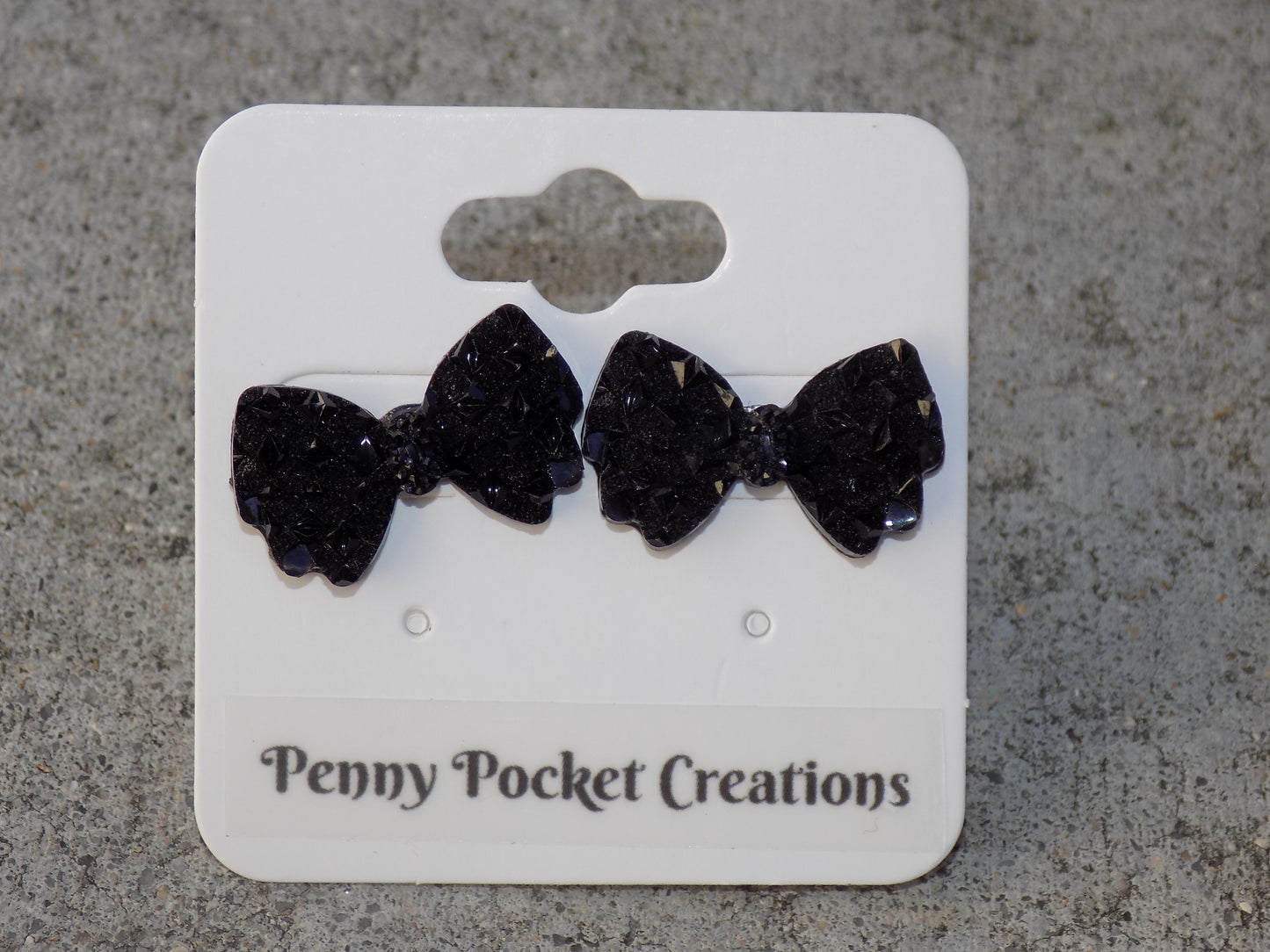 Sequin Glitter Resin Bowtie Silvery Stainless Steel Hypoallergenic Earrings