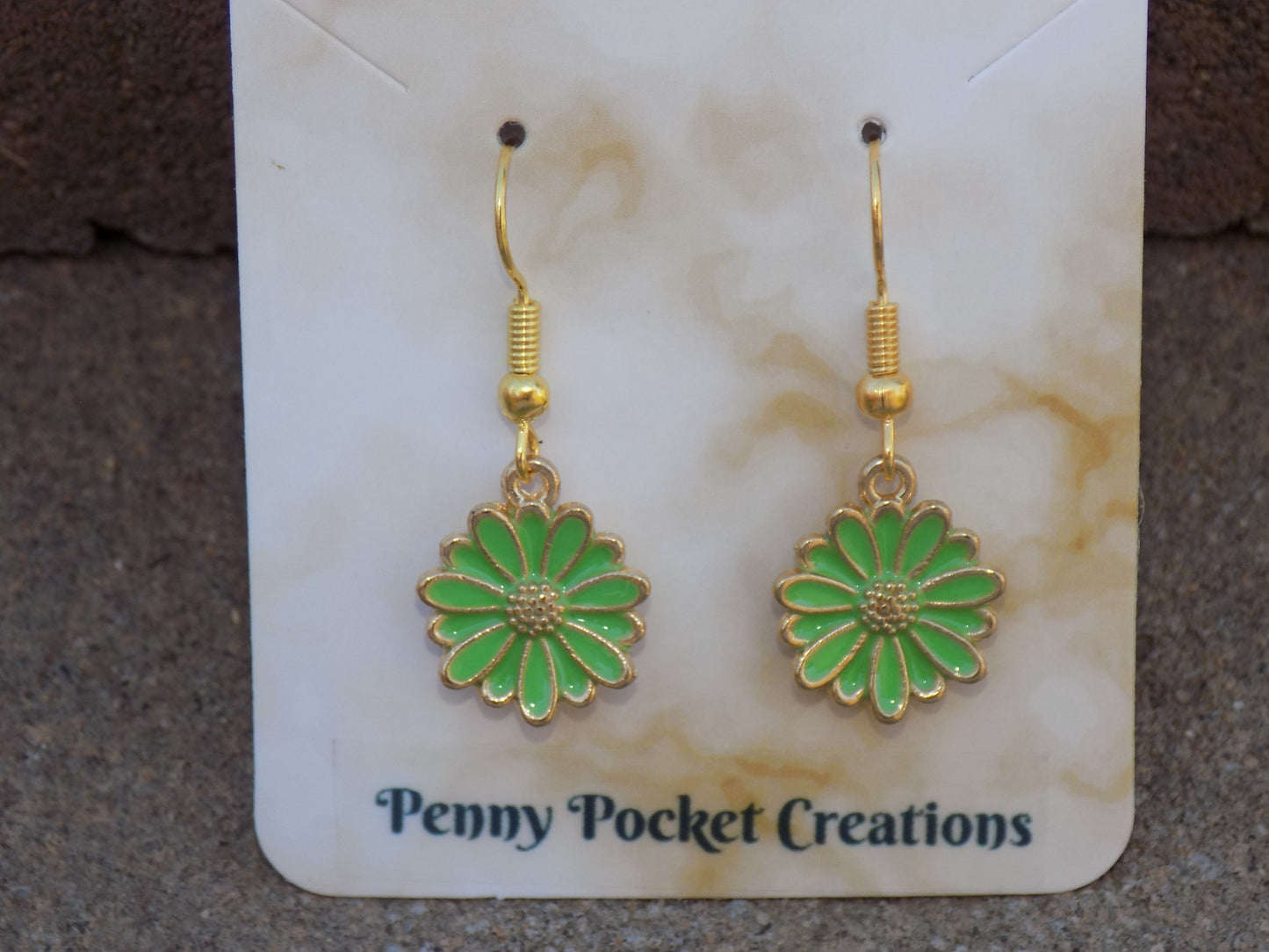 Enamel Golden Full Blossom Peony Dangle Hook Earrings