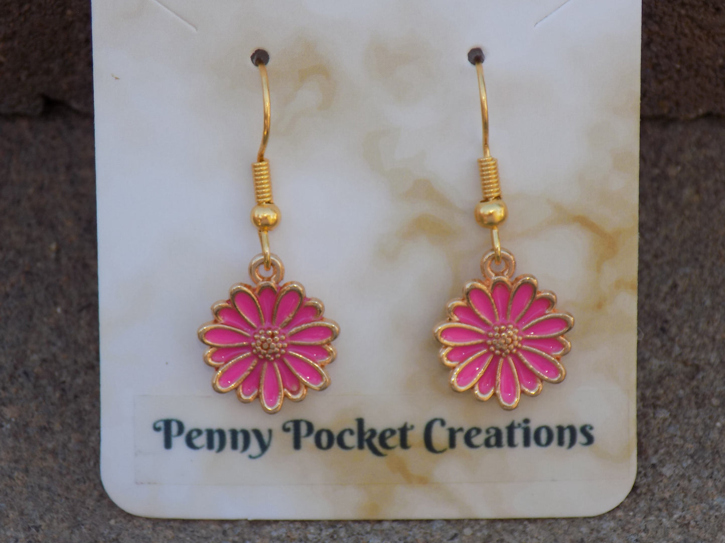 Enamel Golden Full Blossom Peony Dangle Hook Earrings