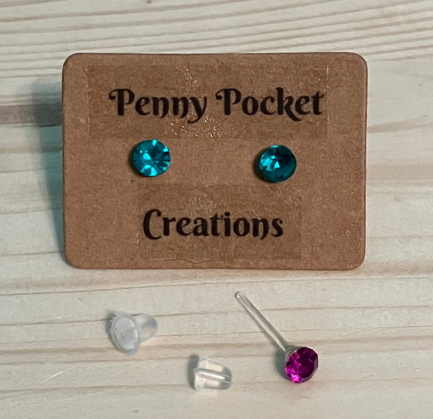 Rhinestone Everyday Earrings Nylon Post 4mm, 12 colors