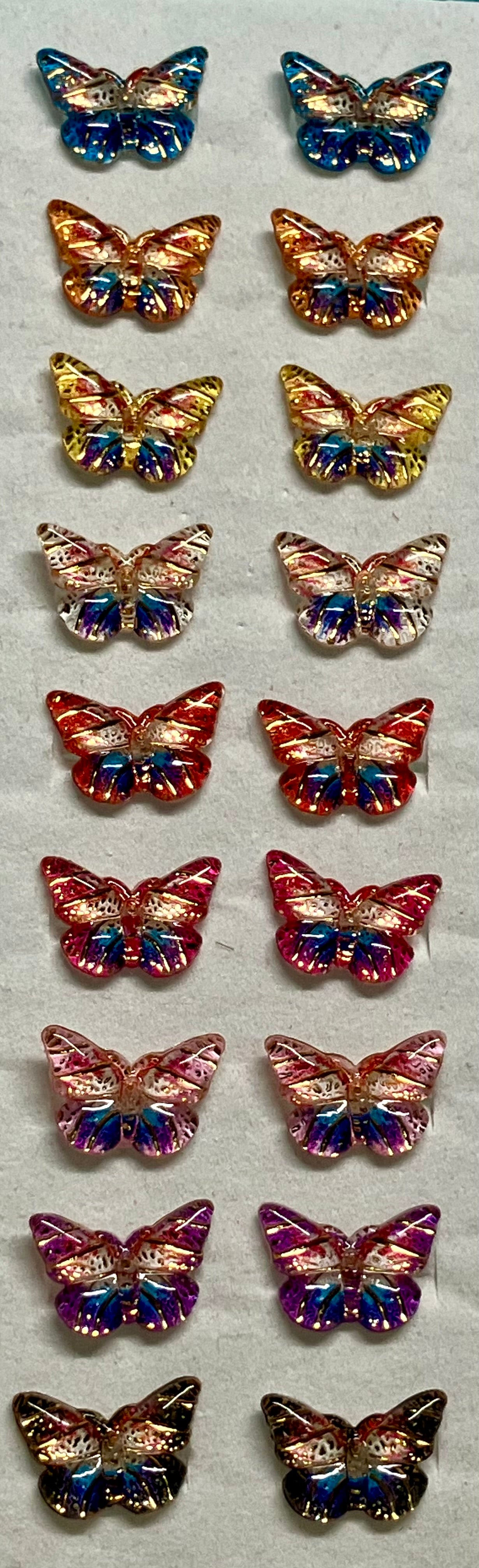 Earrings Resin MultiColor Butterflies 10x12mm, 12 color options