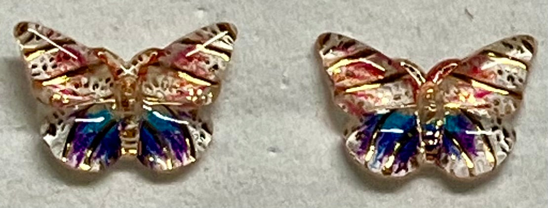 Earrings Resin MultiColor Butterflies 10x12mm, 12 color options