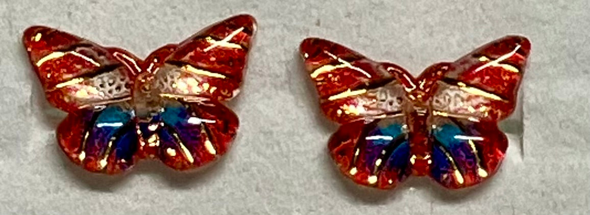 Earrings Resin MultiColor Butterflies 10x12mm, 12 color options