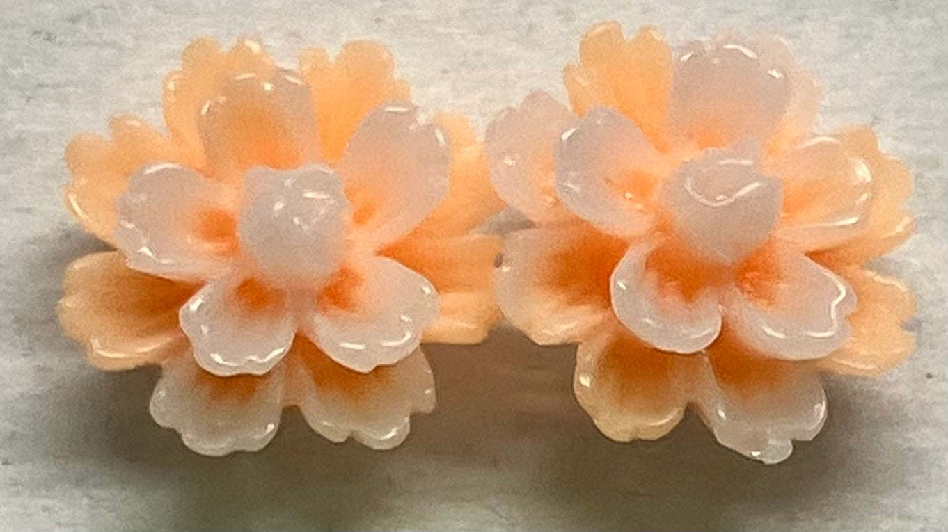 Earrings Resin White Tipped Carnations 1cm Multiple Colors