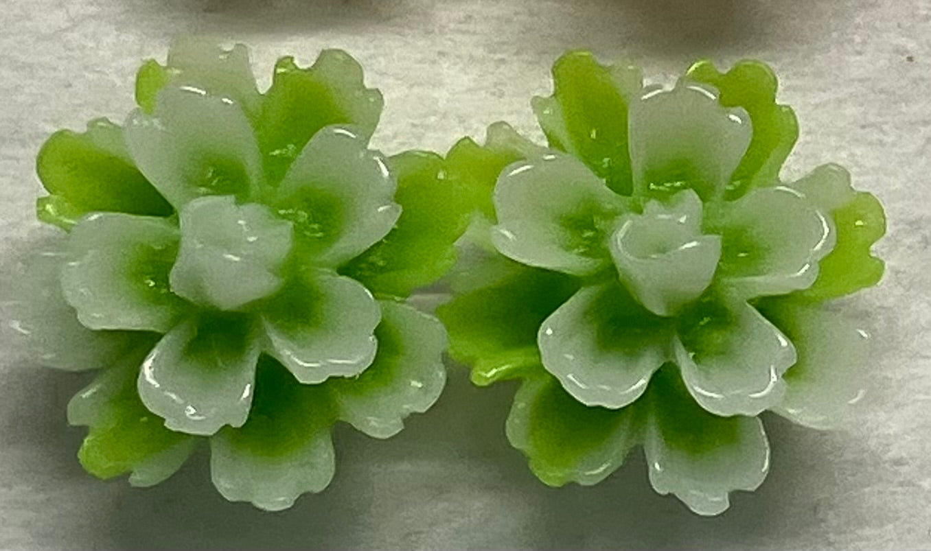 Earrings Resin White Tipped Carnations 1cm Multiple Colors