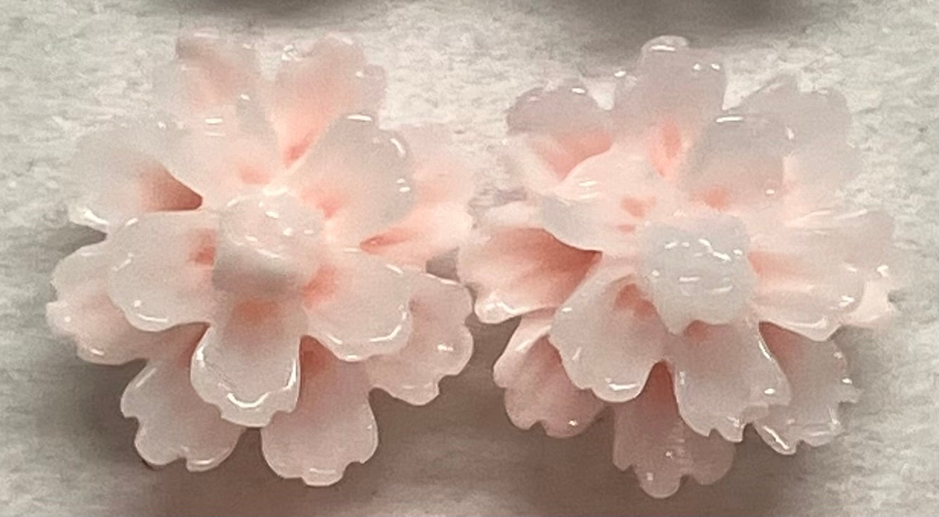 Earrings Resin White Tipped Carnations 1cm Multiple Colors
