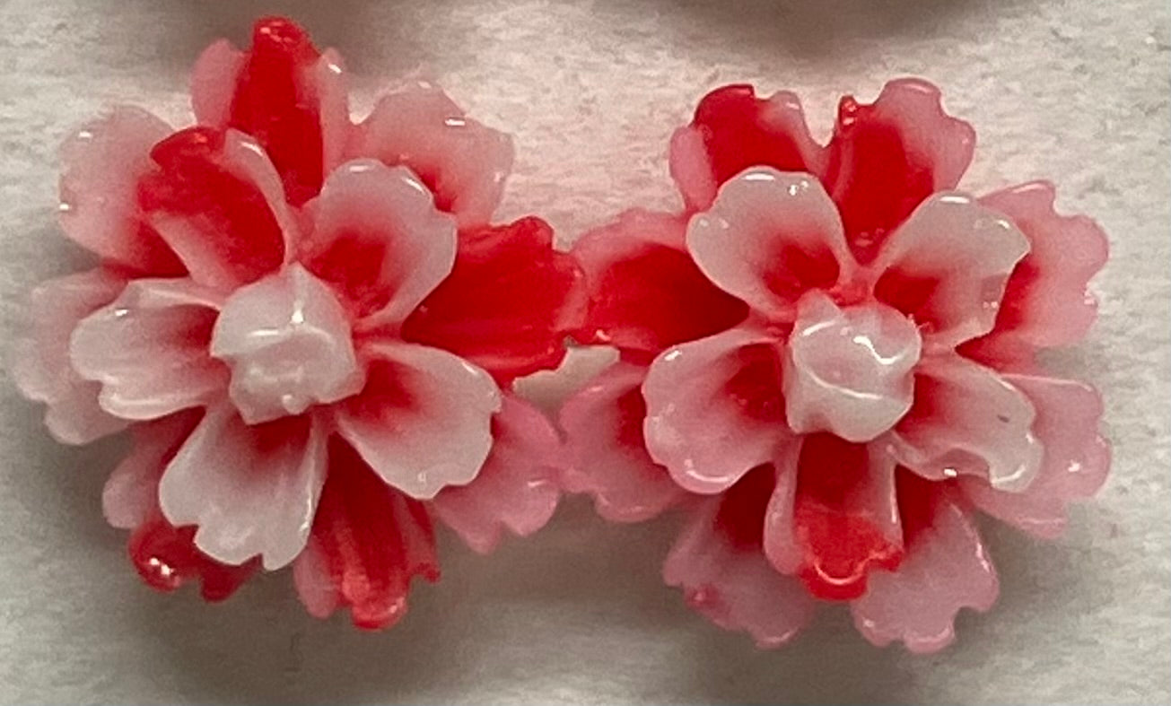 Earrings Resin White Tipped Carnations 1cm Multiple Colors