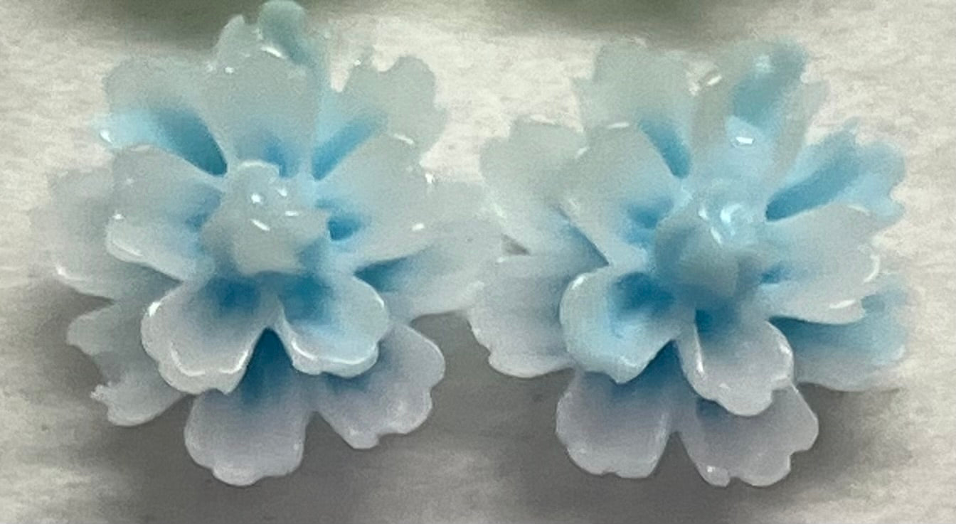 Earrings Resin White Tipped Carnations 1cm Multiple Colors