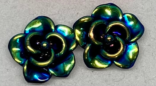 Glossy Resin Rose Post Earrings Multiple Colors