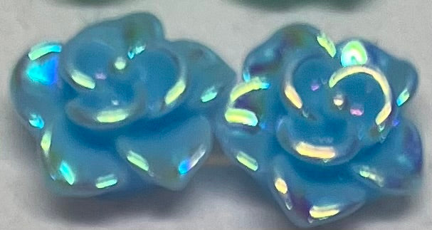 Glossy Resin Rose Post Earrings Multiple Colors