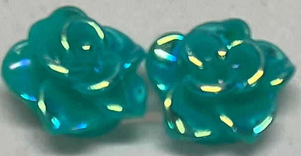 Glossy Resin Rose Post Earrings Multiple Colors
