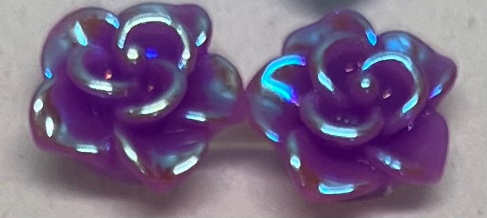 Glossy Resin Rose Post Earrings Multiple Colors