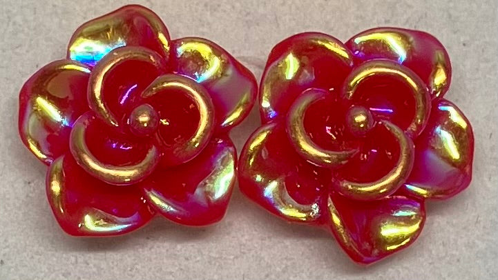 Glossy Resin Rose Post Earrings Multiple Colors