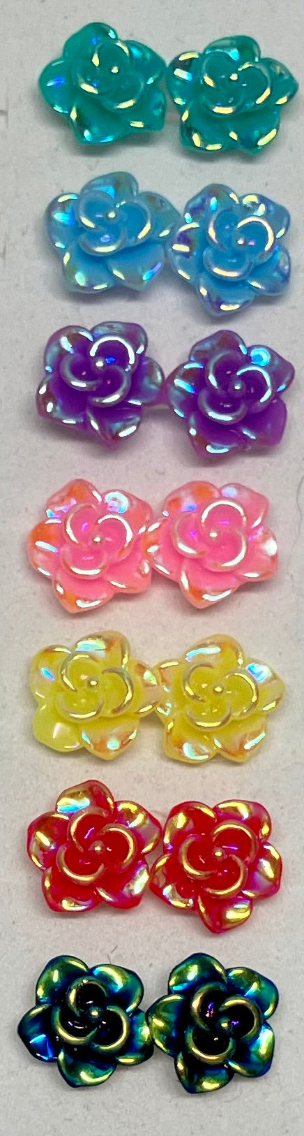 Glossy Resin Rose Post Earrings Multiple Colors