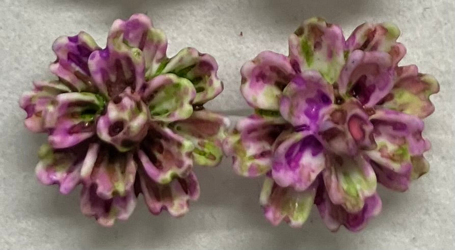 Earrings Resin Peony Flowers 1cm Multiple Colors