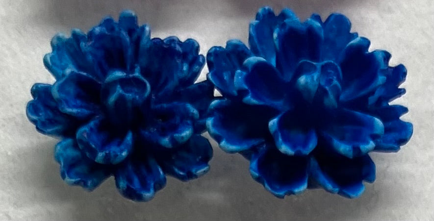 Earrings Resin Peony Flowers 1cm Multiple Colors