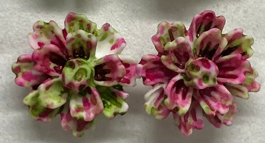 Earrings Resin Peony Flowers 1cm Multiple Colors