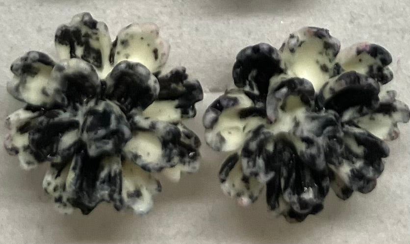 Earrings Resin Peony Flowers 1cm Multiple Colors