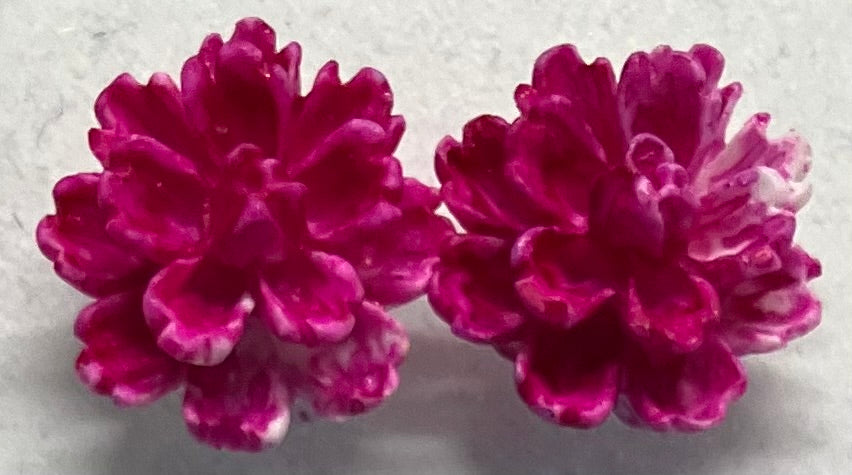 Earrings Resin Peony Flowers 1cm Multiple Colors