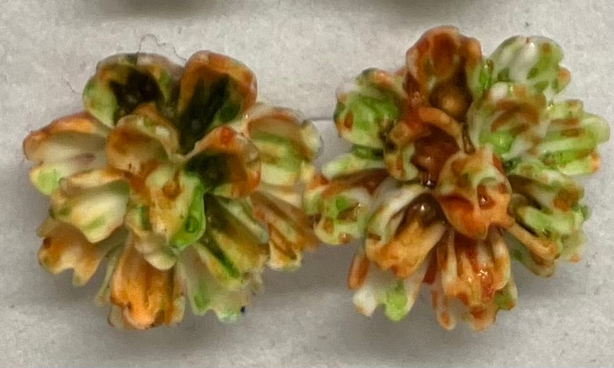 Earrings Resin Peony Flowers 1cm Multiple Colors