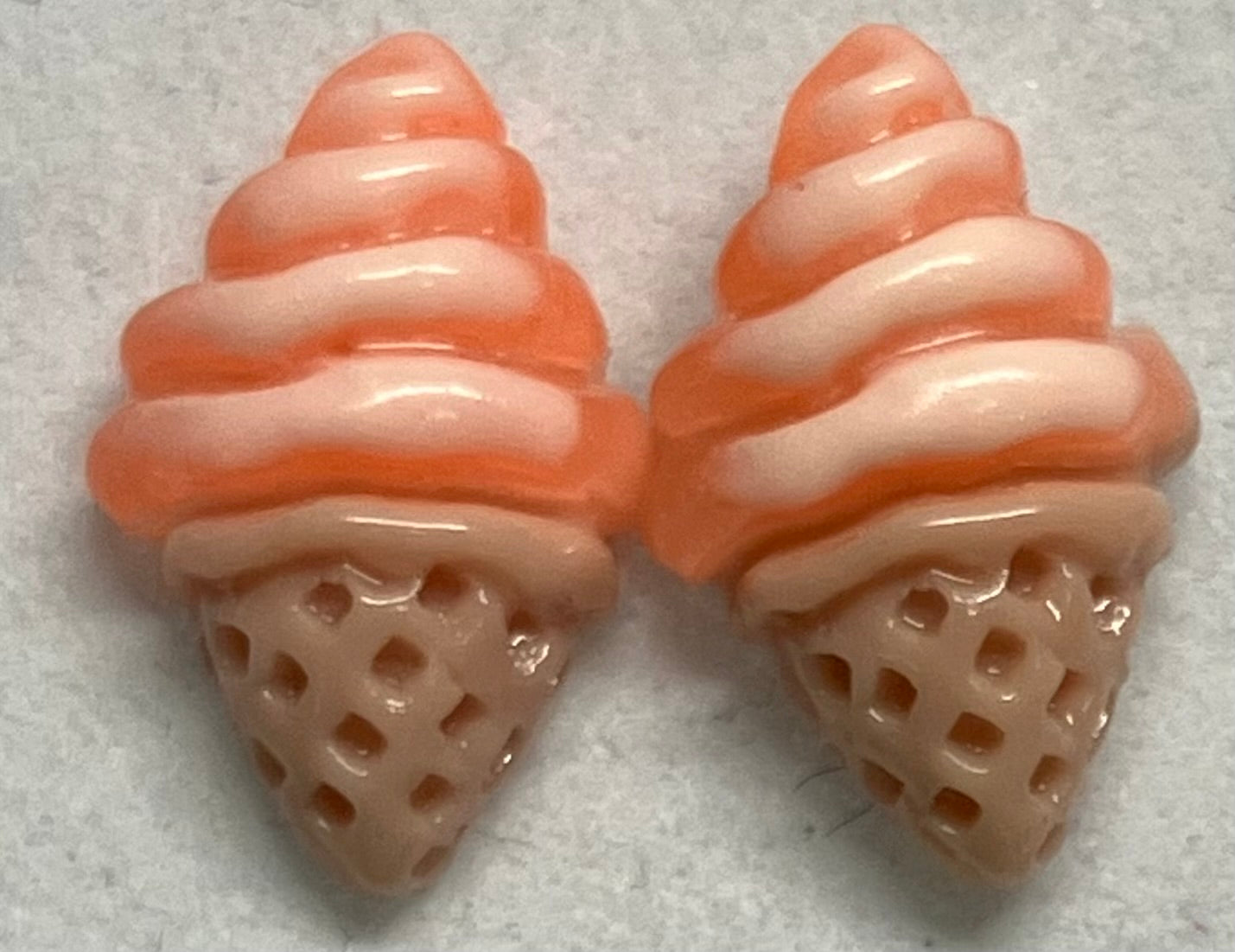 Earrings Resin Ice Cream Cones, Vanilla, Mint Green, Orange Sherbet