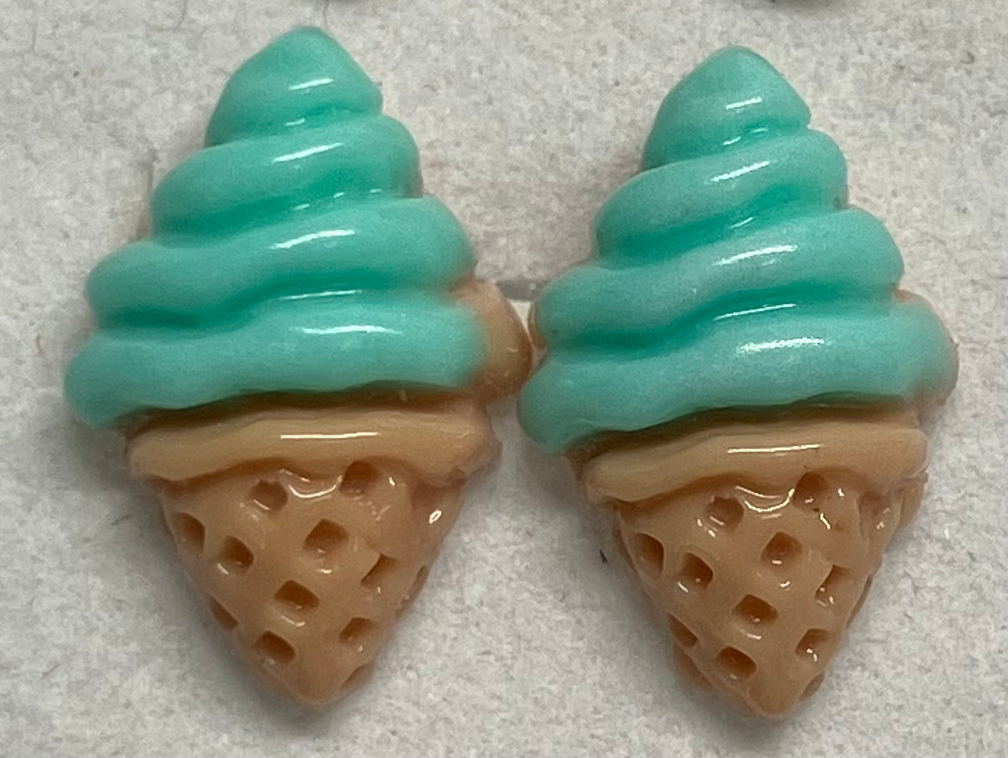 Earrings Resin Ice Cream Cones, Vanilla, Mint Green, Orange Sherbet