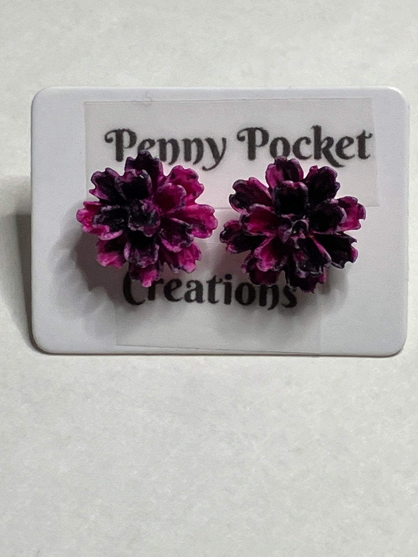 Earrings Resin Peony Flowers 1cm Multiple Colors