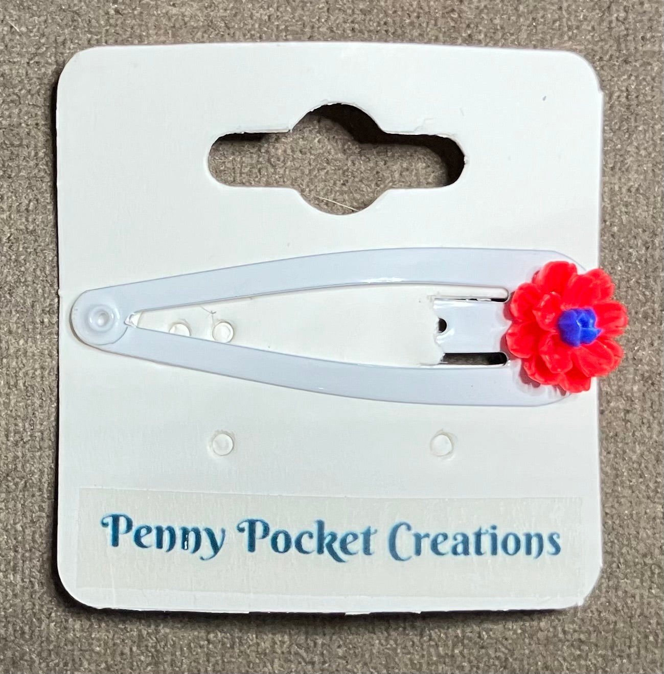 Patriotic Hair Clips Resin Red/Blue Flower White Clip, Single