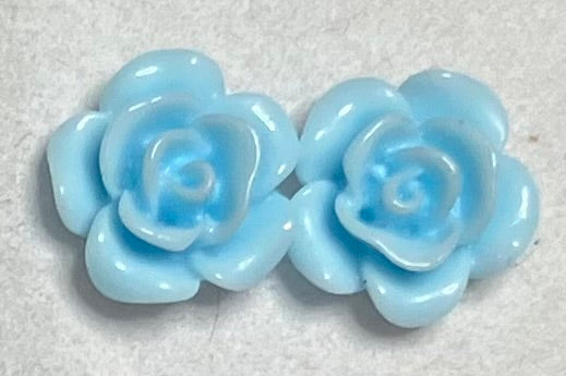 Rose Resin Earrings 10mm Baby Blue or 8mm Baby Pink