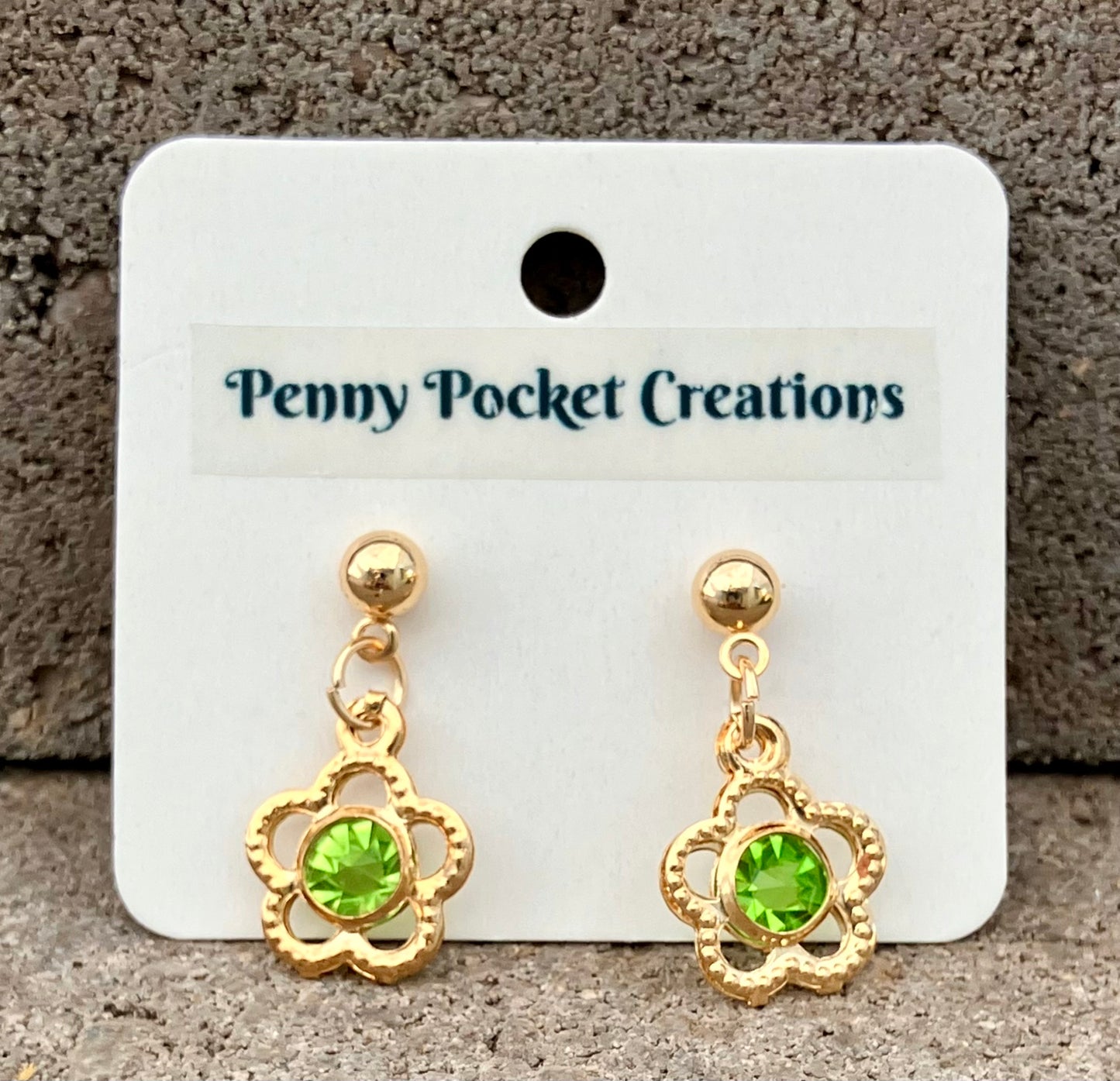 Golden Ball Post Drop Earrings Hollow Flower Colored Zircon Gem
