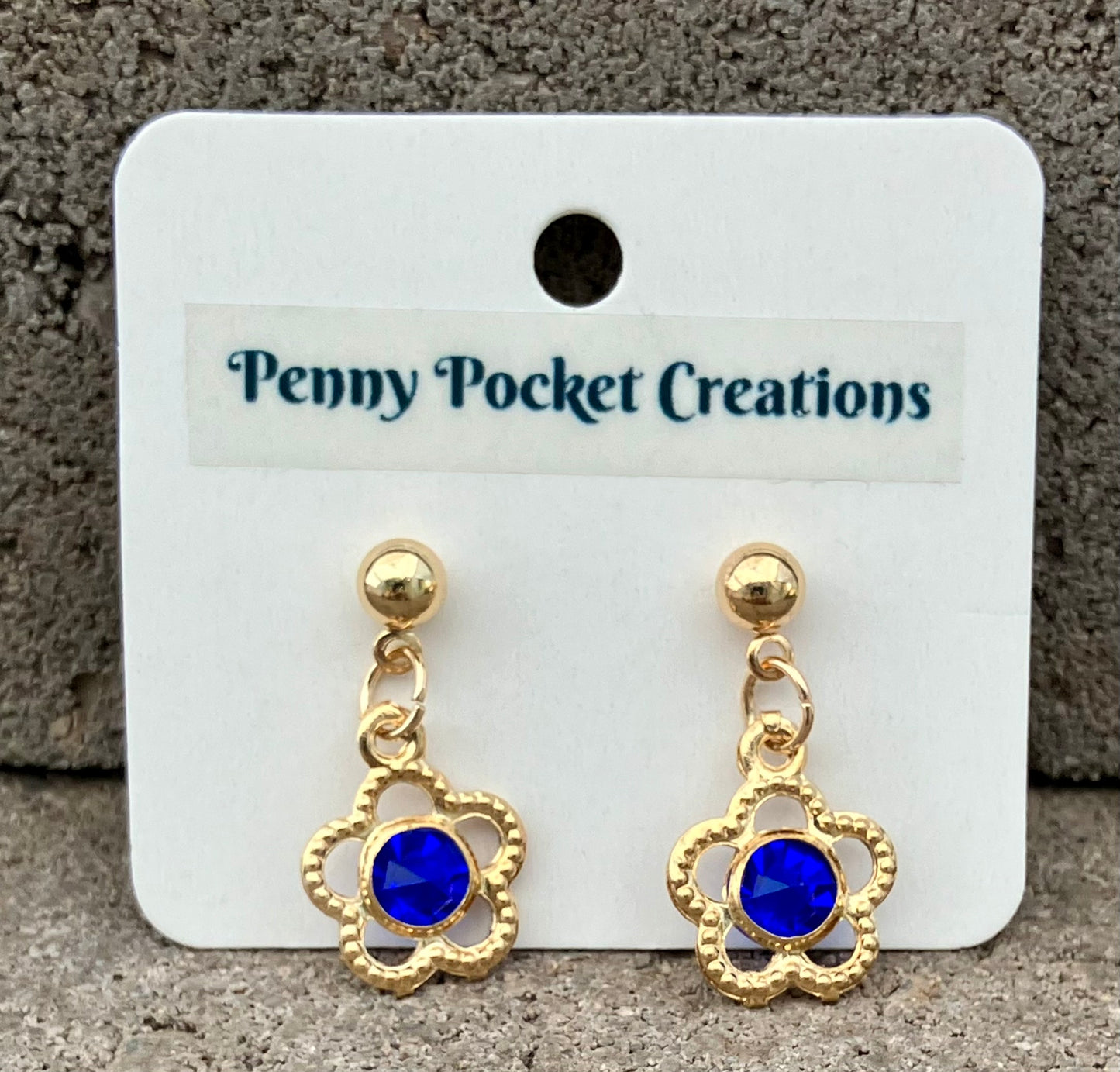 Golden Ball Post Drop Earrings Hollow Flower Colored Zircon Gem