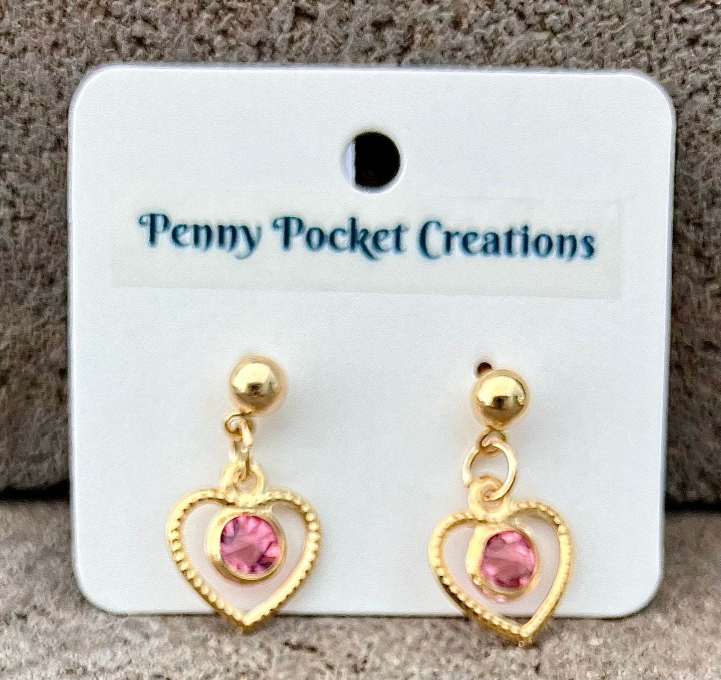 Golden Ball Post Drop Earrings Hollow Heart Colored Zircon Gem