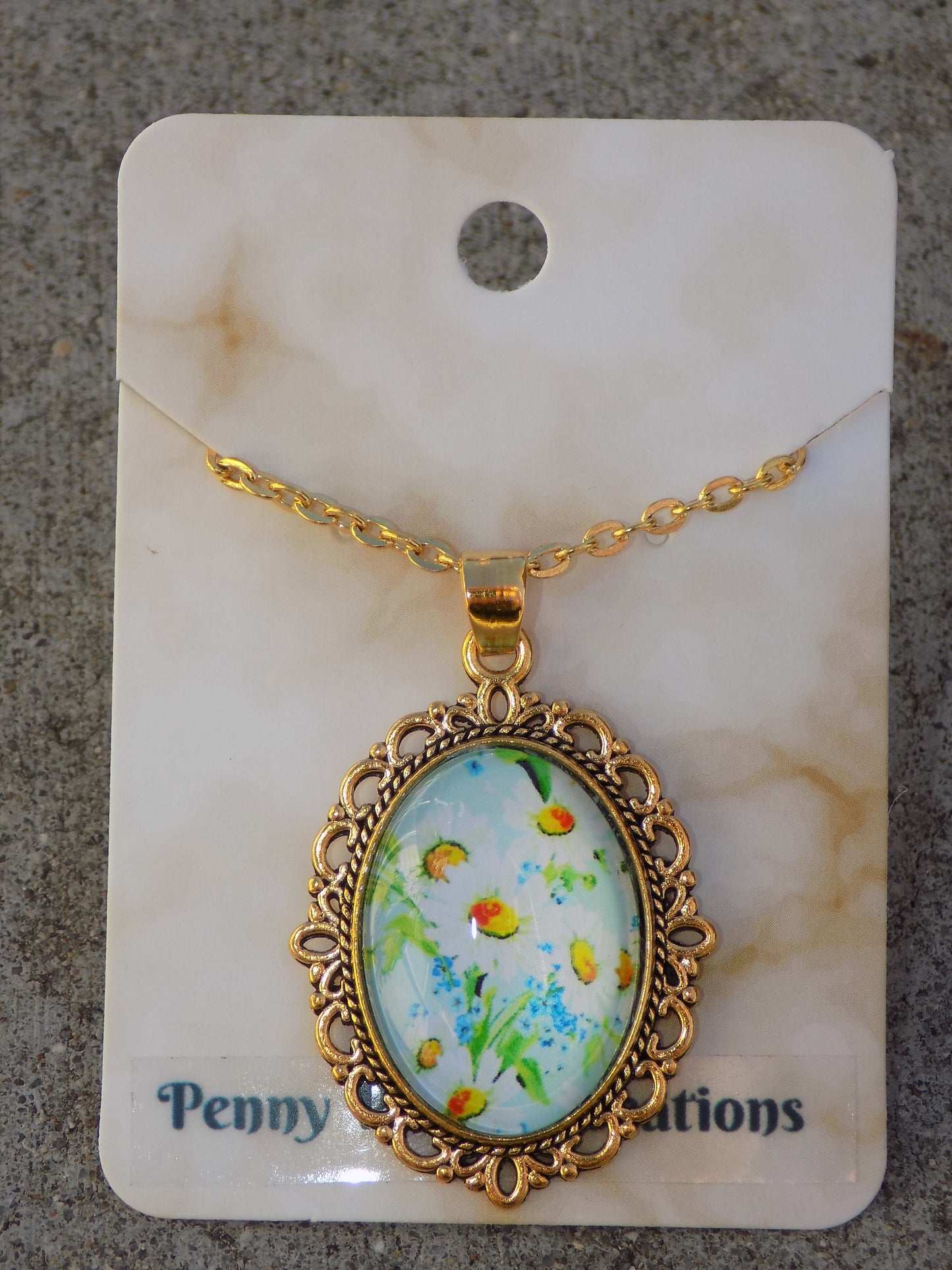 Oval Glass Dome Pendants 18x25mm Golden Snake Chain Necklace