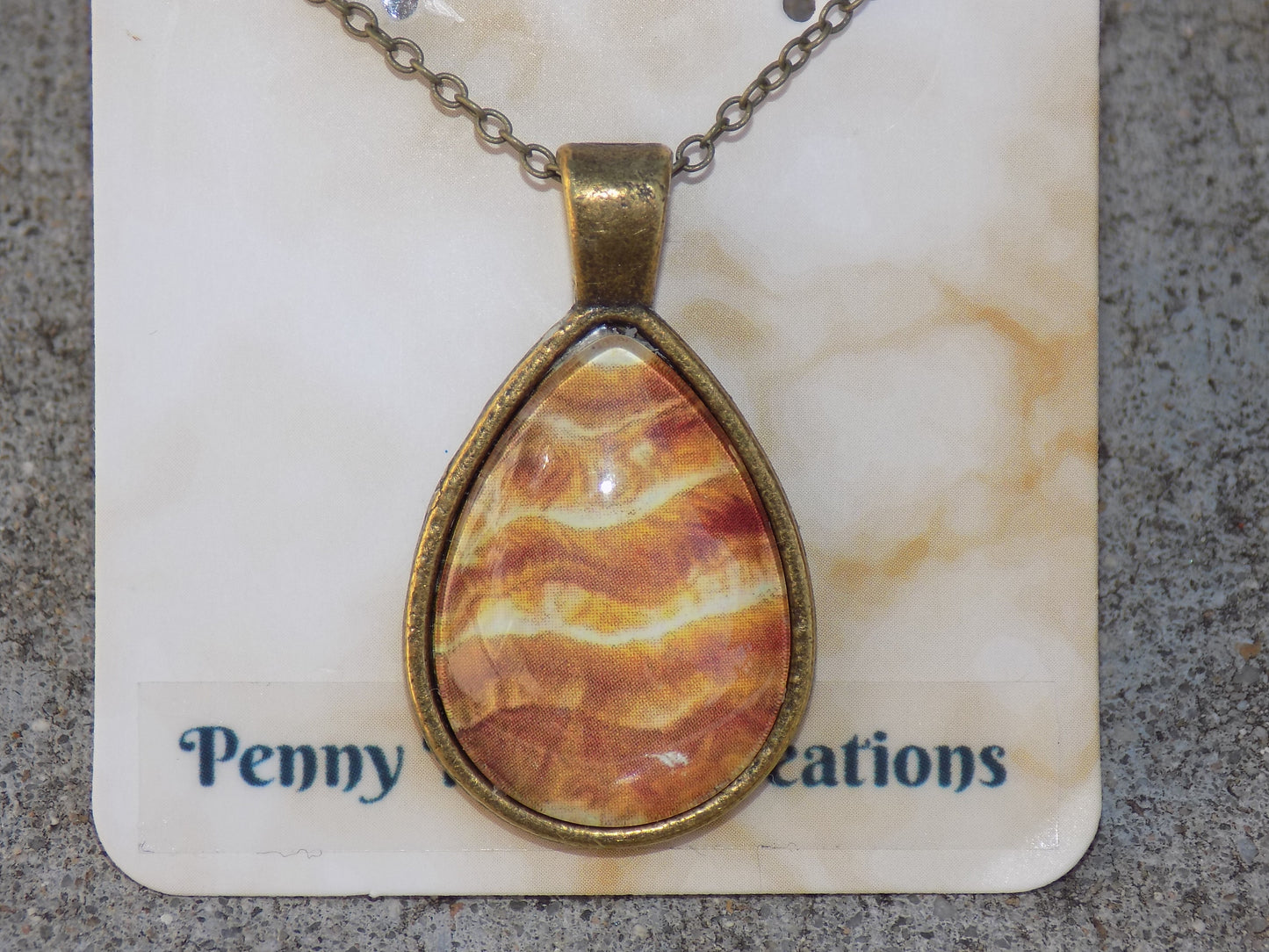 Antique Bronze Teardrop Pendant 18x25mm Image Glass Dome Chain Necklace