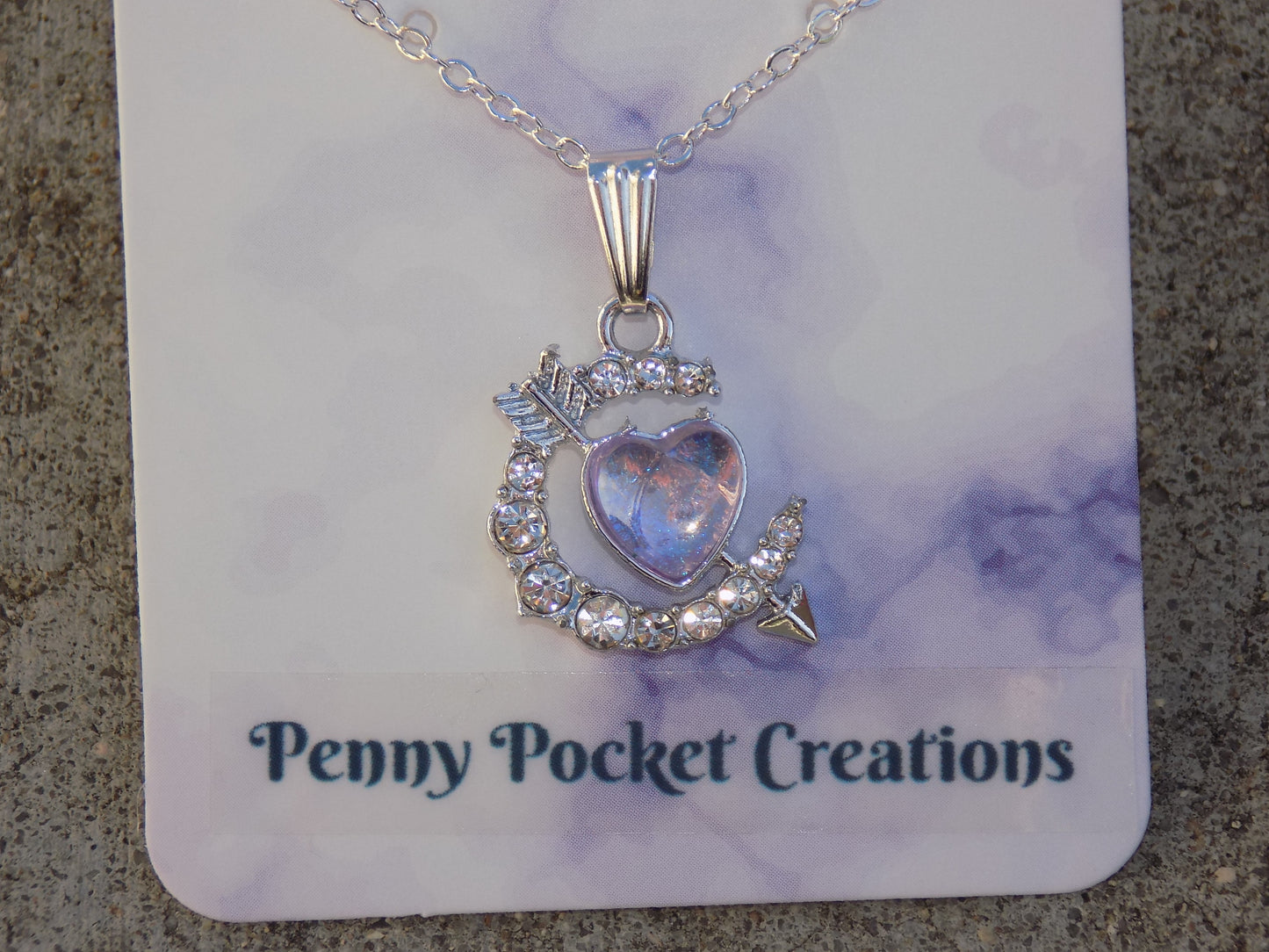 Silvery Necklace Sparkly Moon Pendant with Colorful Resin Decor Center