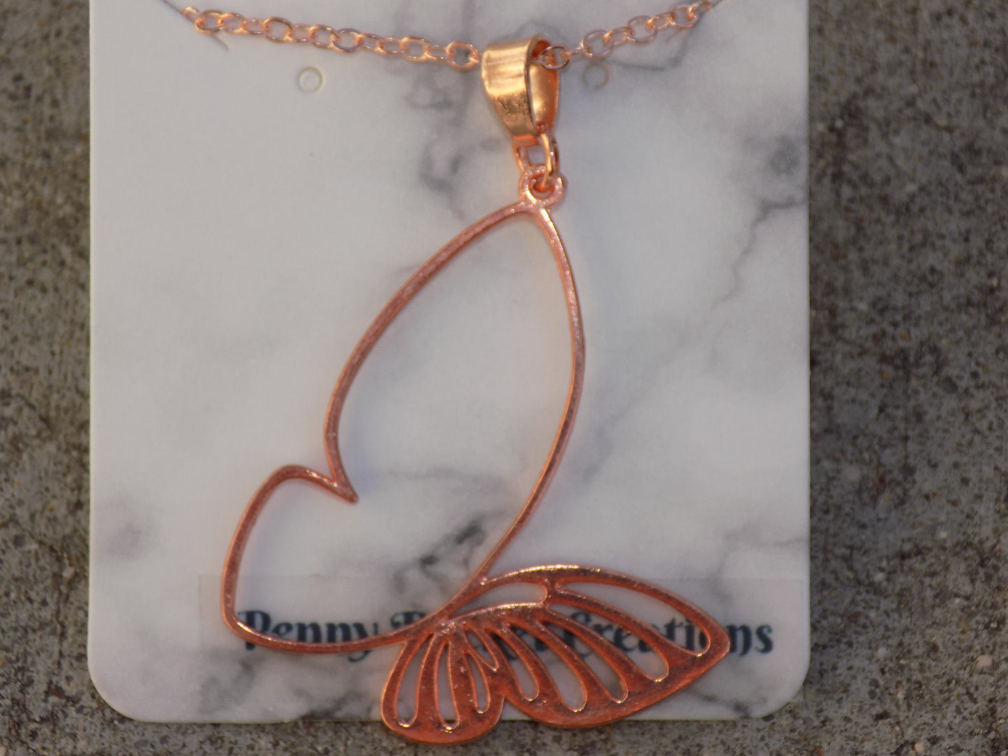 Stainless Steel Rose Gold Plated Hollow Butterfly Pendant Necklace