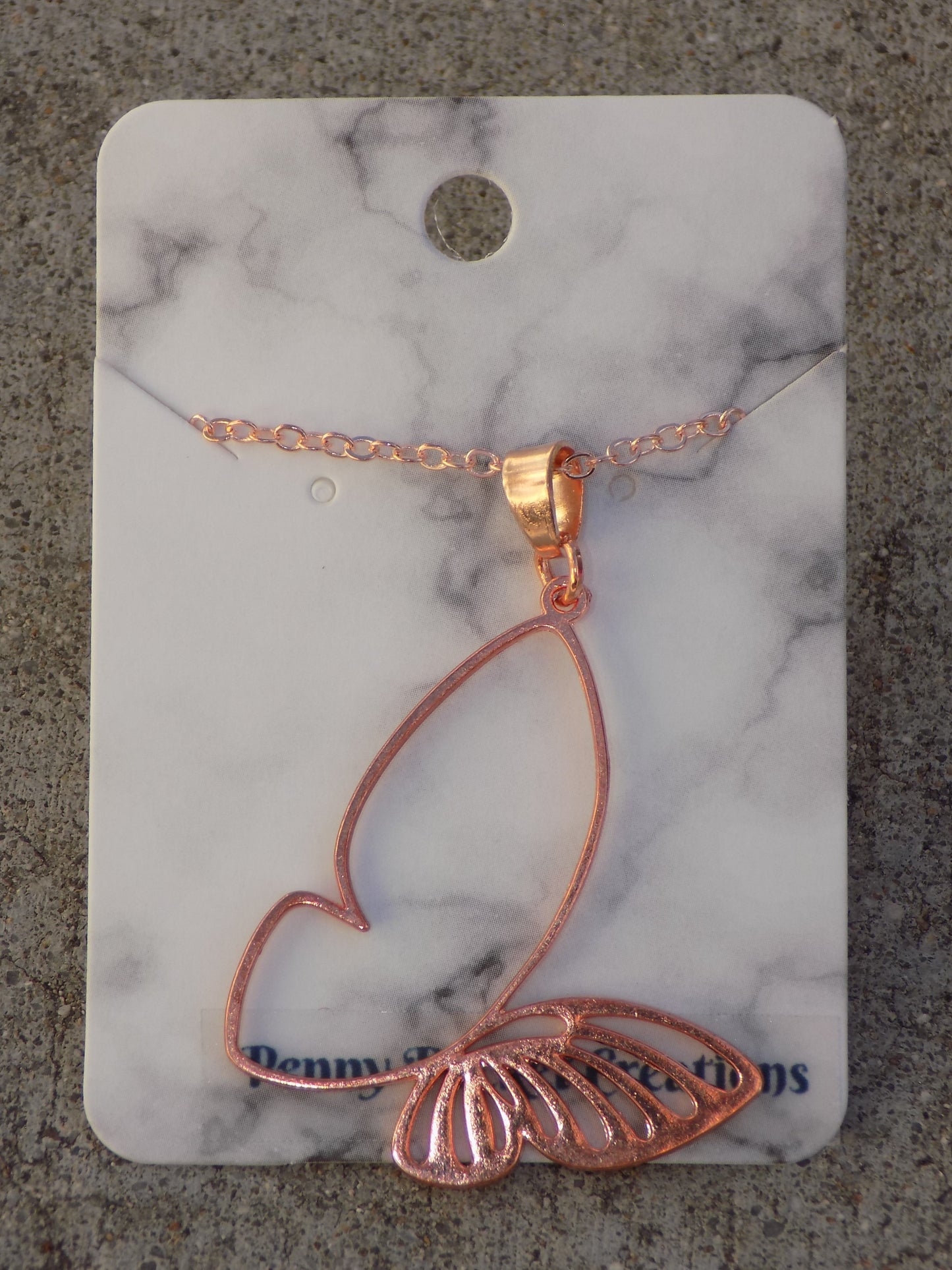 Stainless Steel Rose Gold Plated Hollow Butterfly Pendant Necklace