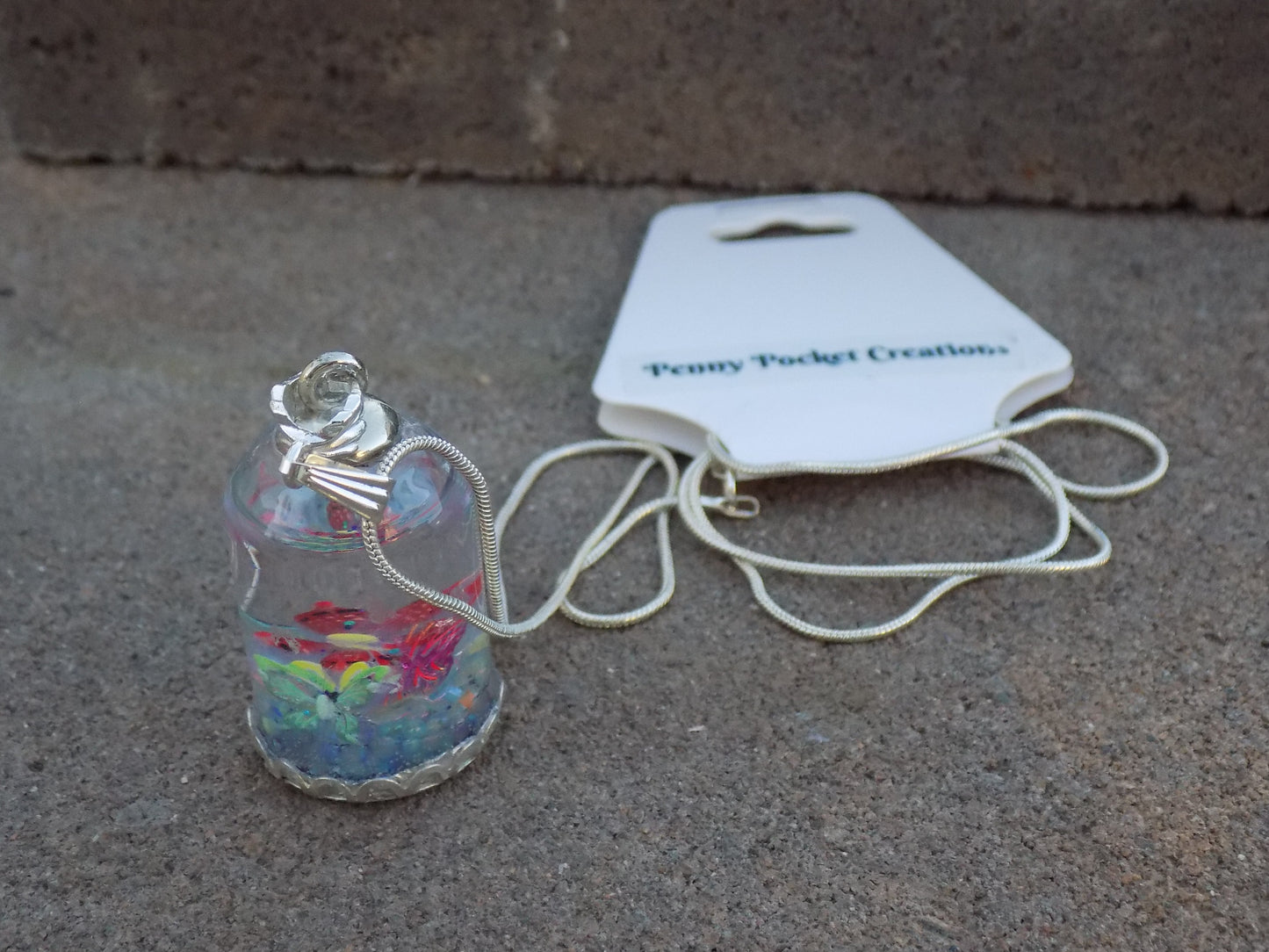 Liquid Butterfly/Dragonfly Glitter Rainbow Atrium Silvery Snake Chain Necklace
